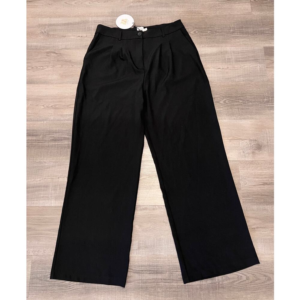 NWT Princess Polly Black Pleated Wide Leg Pants